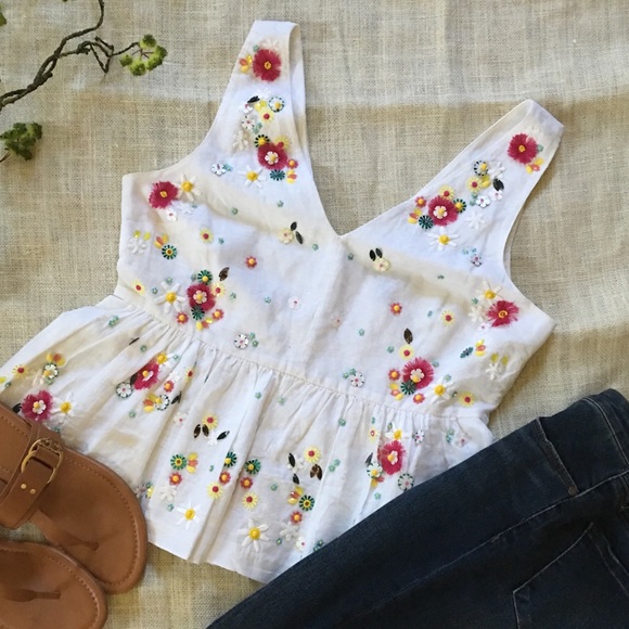 J. Crew Tops - Jcrew Hand Embellished Peplum Top